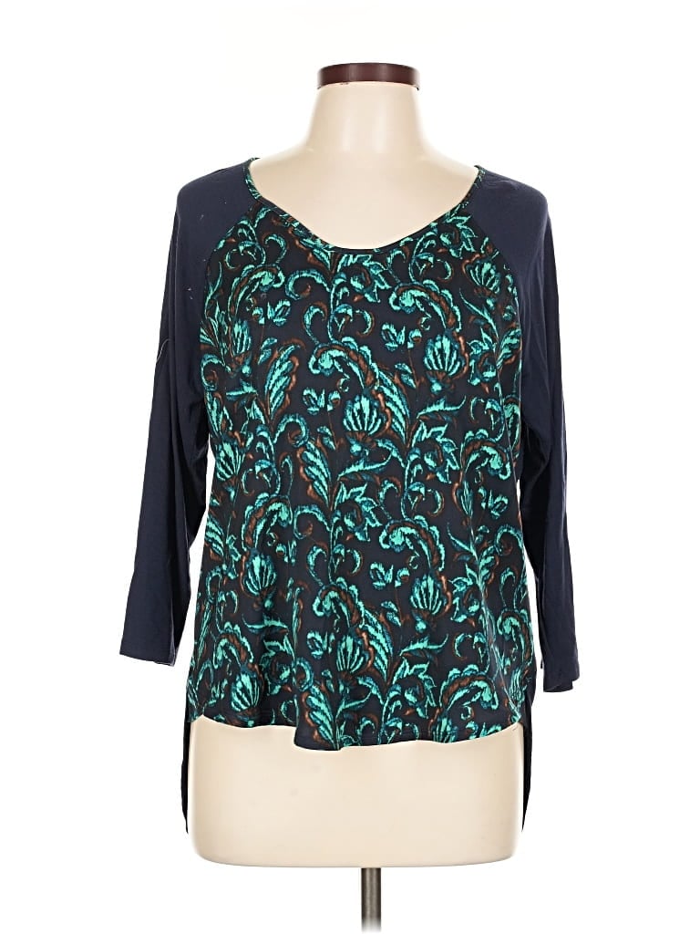 Pre-owned The Limited 3/4 Sleeve Top Teal Scoop Neck Tops In Blue