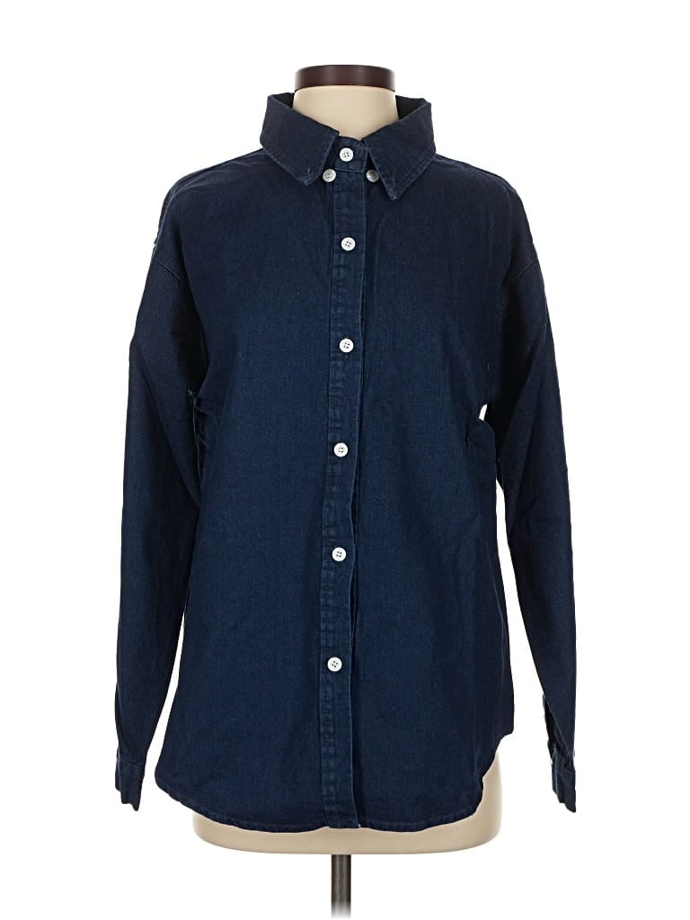 Pre-owned 2 To 5 Designs Long Sleeve Button Down Shirt In Blue