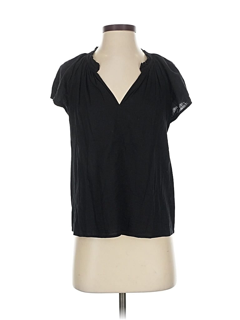 Pre-owned Gap Short Sleeve Blouse In Black