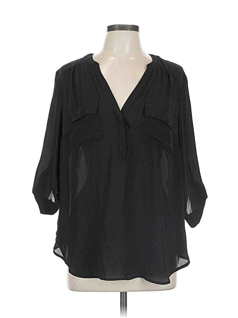 Pre-owned Torrid 3/4 Sleeve Blouse In Black