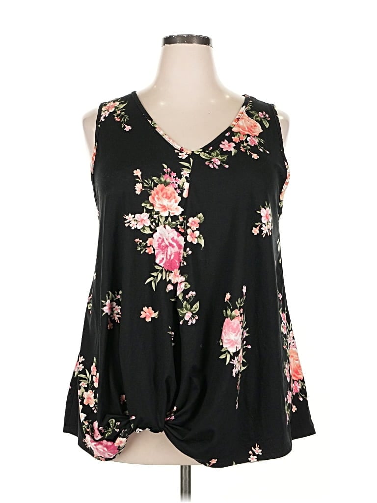 Pre-owned Acting Pro Tank Top Black Plunge Neckline Tops