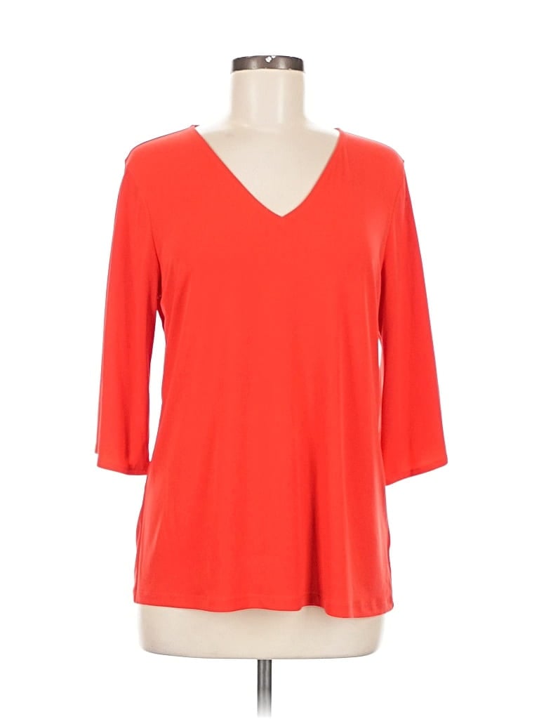 Pre-owned Michael Michael Kors 3/4 Sleeve Top Orange V Neck Tops
