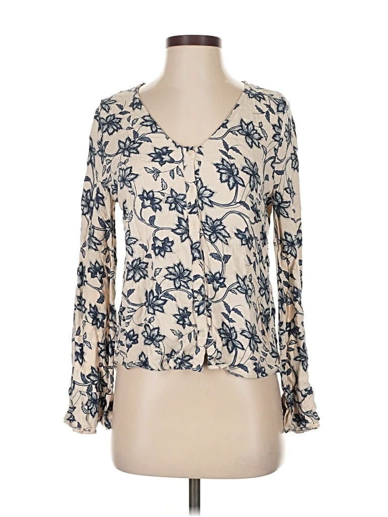 Pre-owned Hinge Long Sleeve Blouse In White