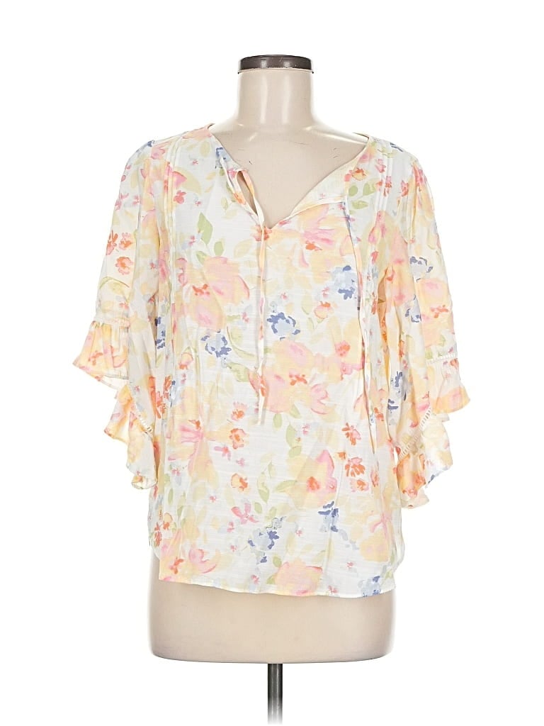 Pre-owned Lc Lauren Conrad 3/4 Sleeve Blouse In White