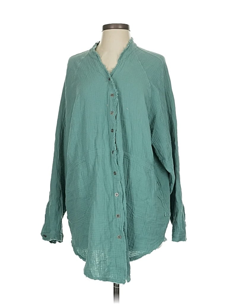 Urban Daizy Long Sleeve Button Down Shirt In Green