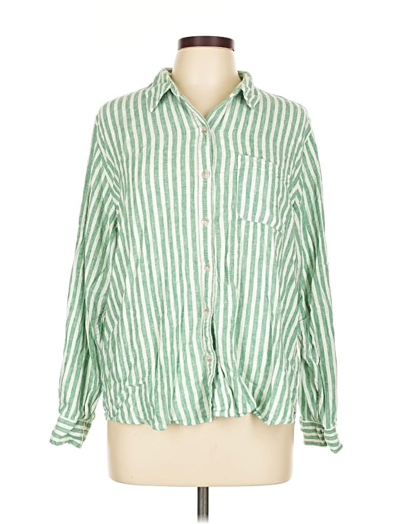 Pre-owned Universal Thread Long Sleeve Button Down Shirt In Green