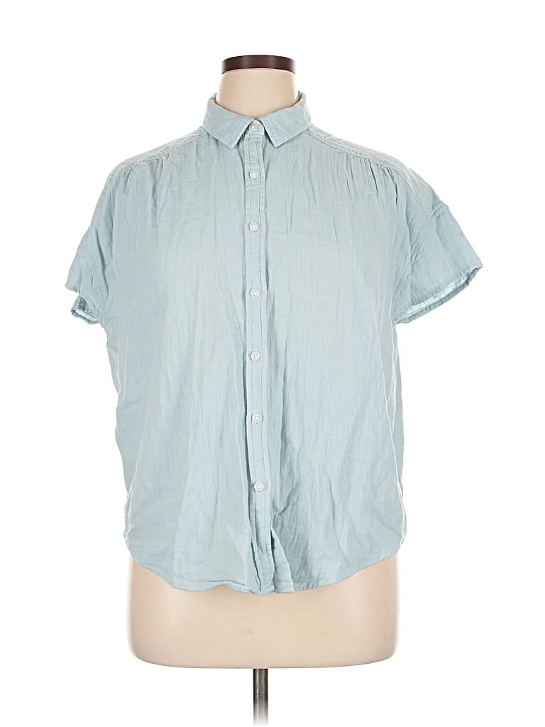 Pre-owned Sonoma Goods For Life Short Sleeve Button Down Shirt In Blue