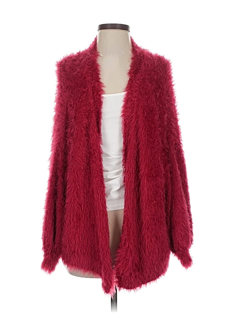 Pre-owned Farm Rio Faux Fur Jacket In Red