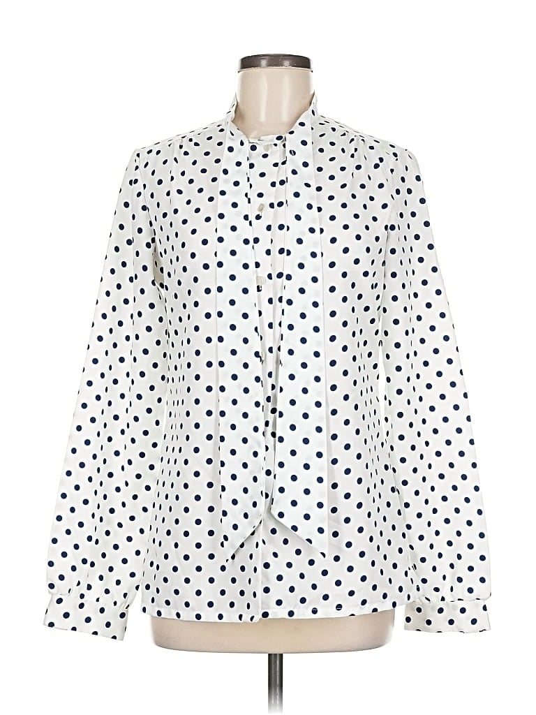 Pre-owned Jcpenney Long Sleeve Blouse In White