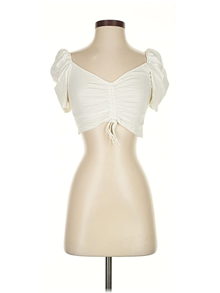 Pre-owned Wilfred Short Sleeve Top Ivory Sweetheart Neckline Tops In White