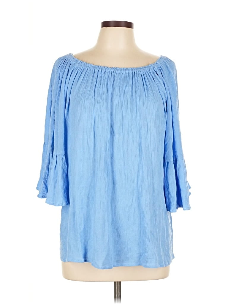 Pre-owned Paradised 3/4 Sleeve Blouse In Blue