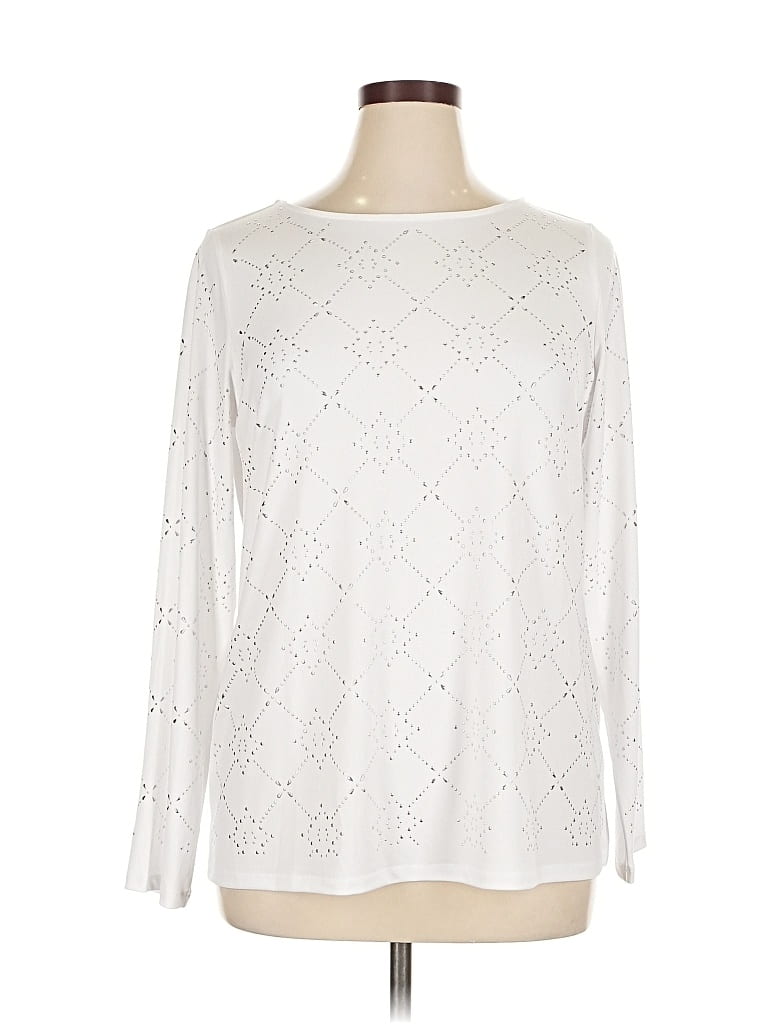Click to view more detailed imagery on our partner's website Pre-owned Susan Graver Long Sleeve Top White Crew Neck Tops