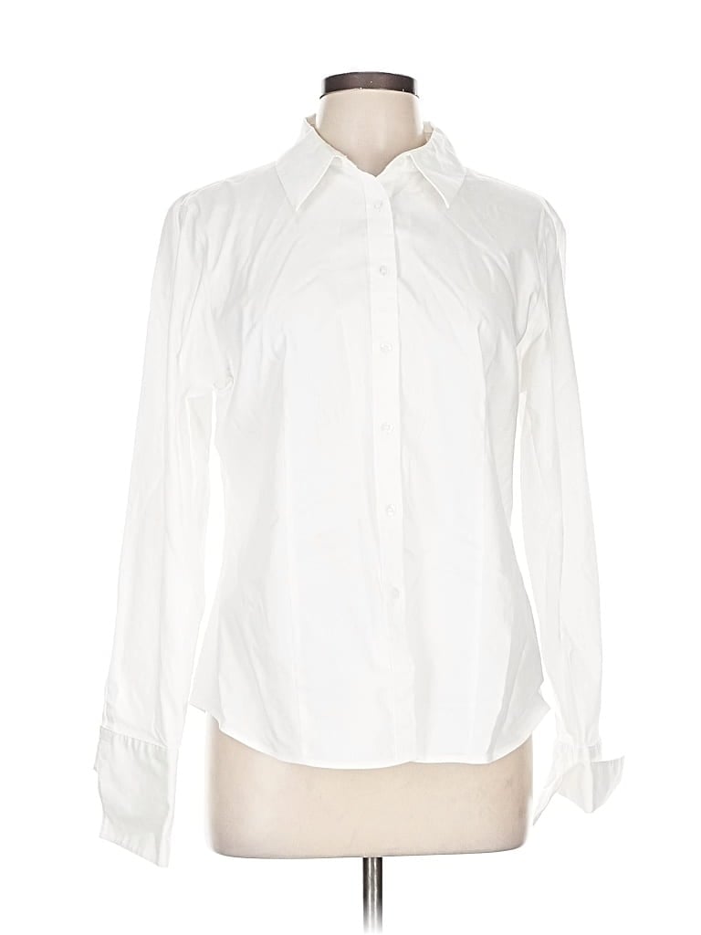 Pre-owned Calvin Klein Long Sleeve Blouse In White