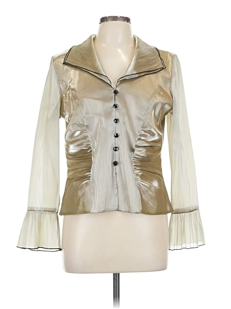 Pre-owned R & M Richards 3/4 Sleeve Blouse In Silver