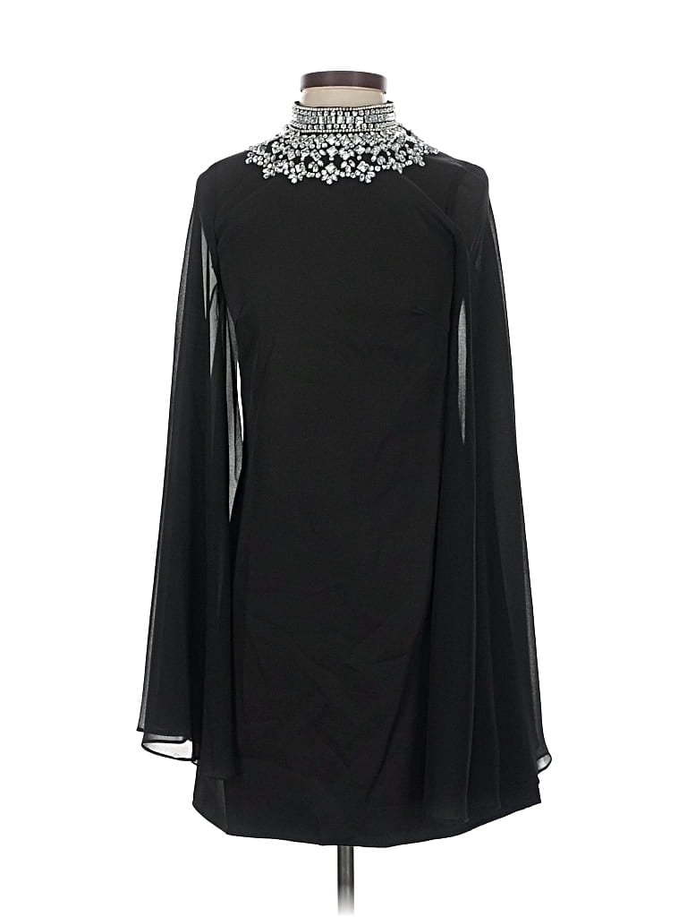 Pre-owned Mac Duggal Long Sleeve Top Black High Neck Tops