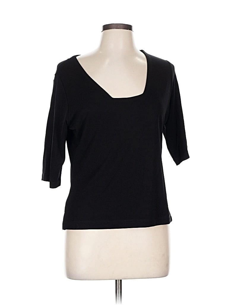 Pre-owned Paradox 3/4 Sleeve Top Black Scoop Neck Tops