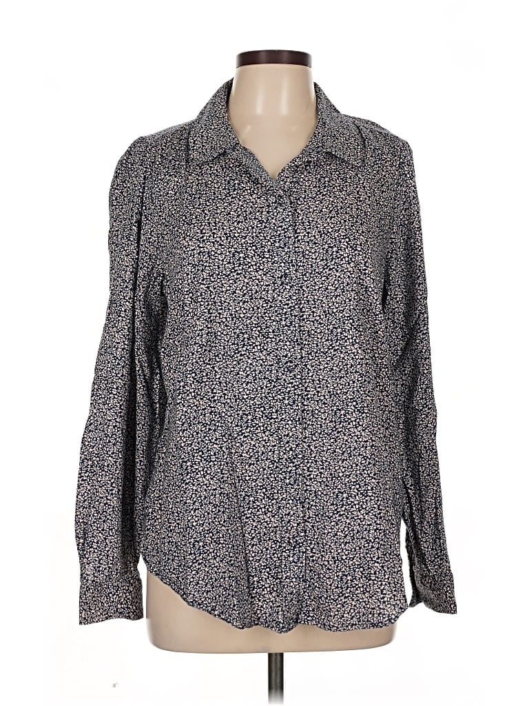 Pre-owned Lc Lauren Conrad Long Sleeve Blouse In Gray