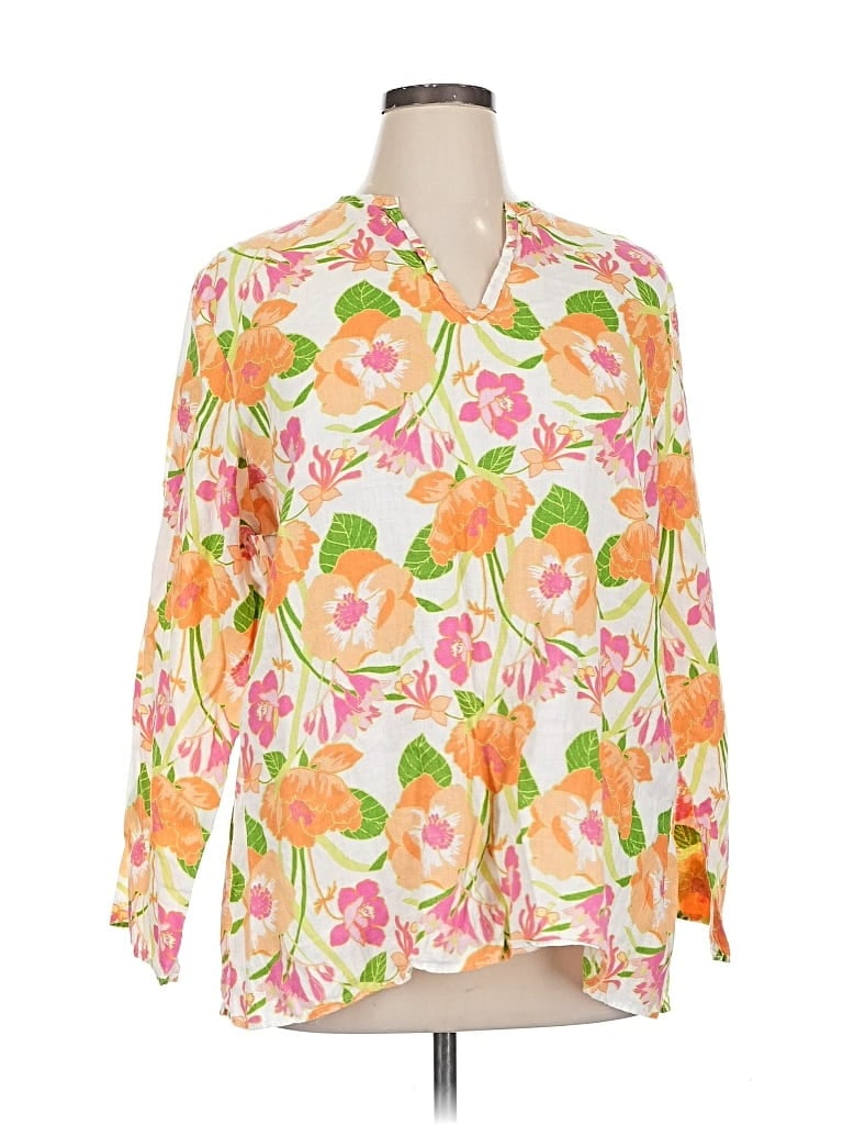 Pre-owned Lands' End Long Sleeve Polo Shirt In Orange