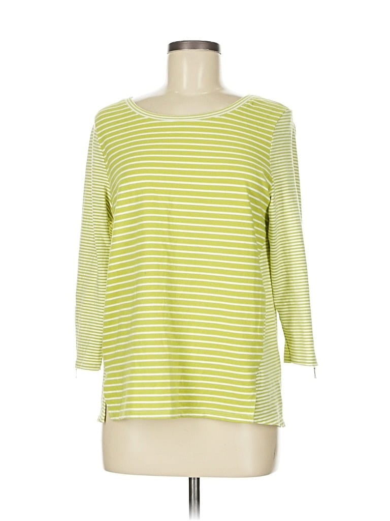 Click to view more detailed imagery on our partner's website Pre-owned Zenergy By Chico's 3/4 Sleeve Top Green Boatneck Tops