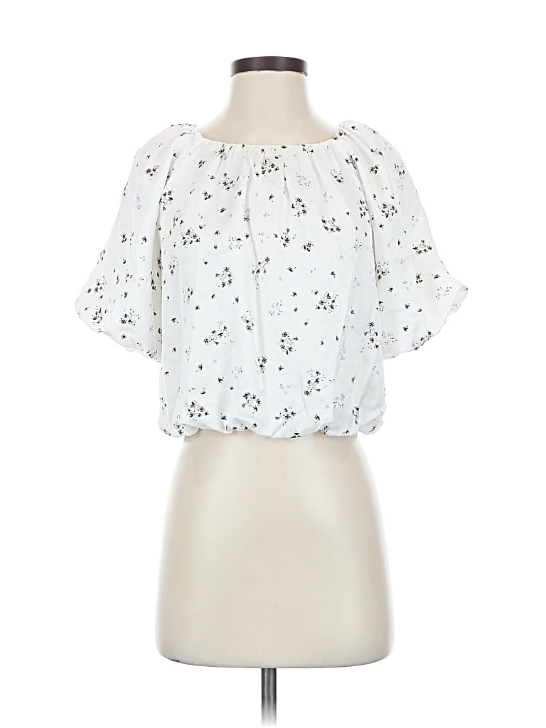 Pre-owned Ann Taylor Short Sleeve Blouse In White