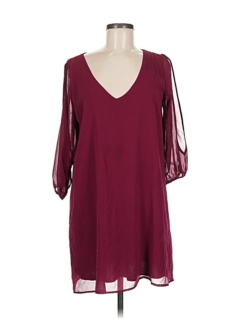Pre-owned Lulus Casual Dress In Burgundy