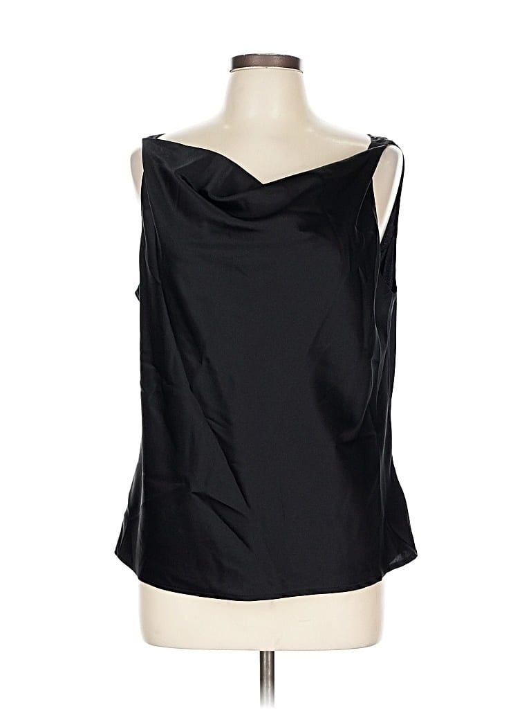 Pre-owned The Fold Sleeveless Silk Top Black Cowl Neck Tops