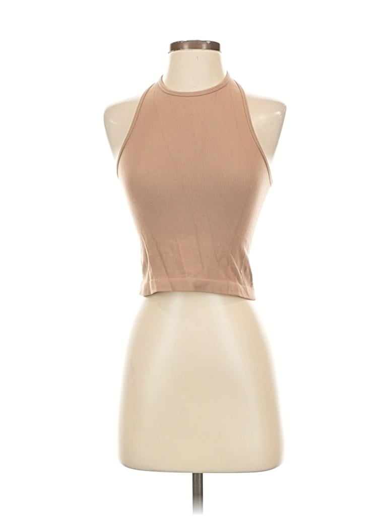 Pre-owned Intimately By Free People Tank Top Tan Halter Neckline Tops In Brown