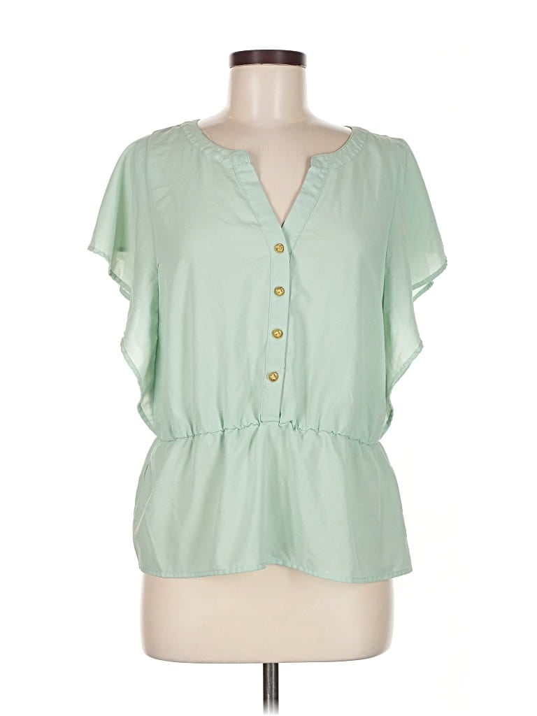 Pre-owned Daniel Rainn Short Sleeve Blouse In Green