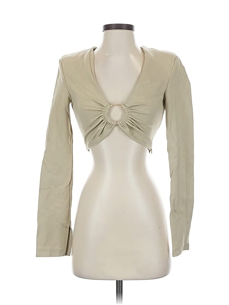 Pre-owned Nicholas Long Sleeve Top Ivory Keyhole Neckline Tops In White