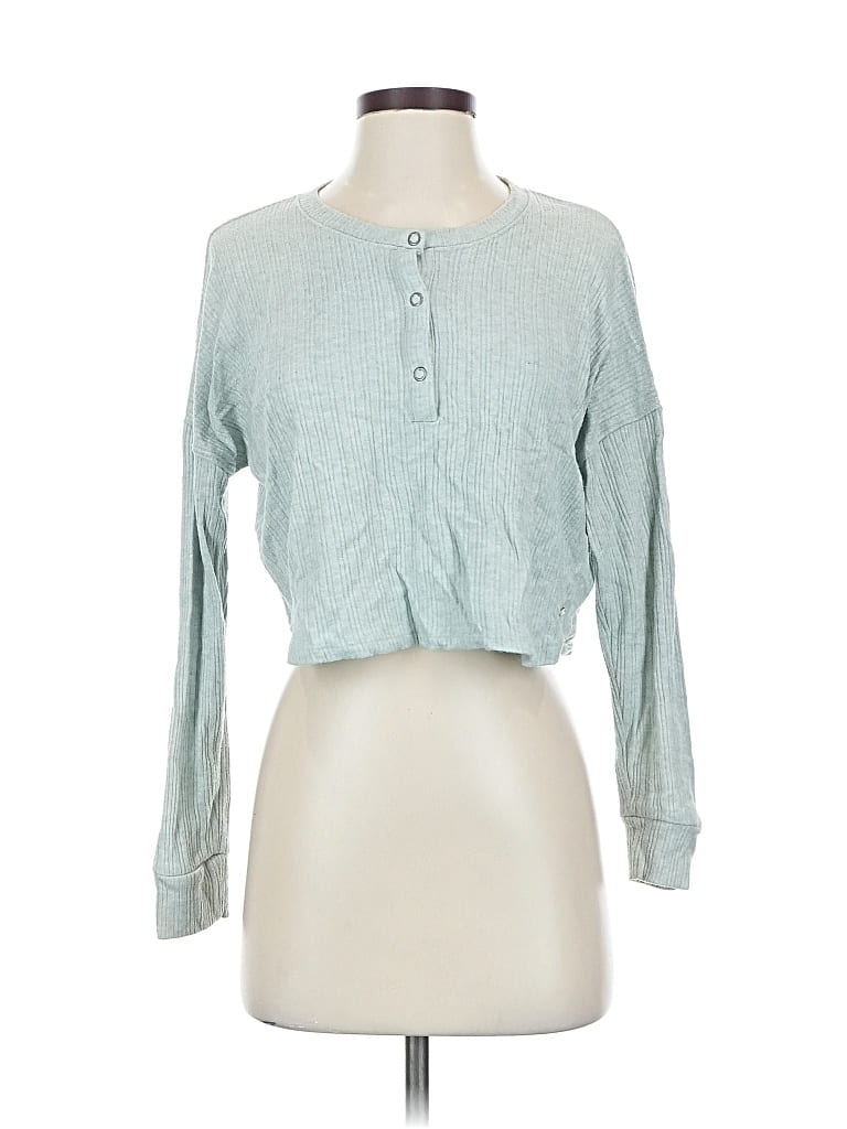 Pre-owned Hollister Long Sleeve Henley Shirt In Blue