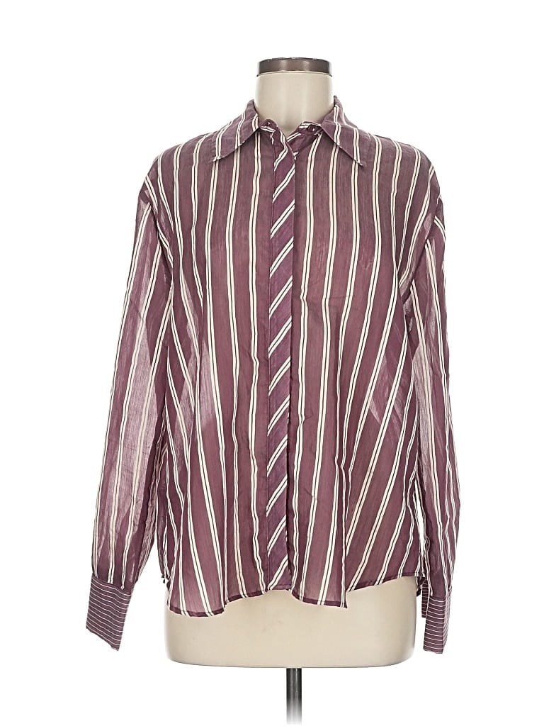Pre-owned Mng Long Sleeve Button Down Shirt In Burgundy