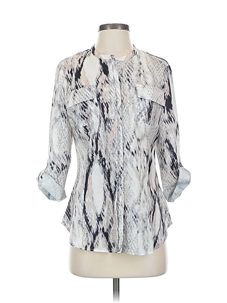 Pre-owned Calvin Klein 3/4 Sleeve Blouse In Silver