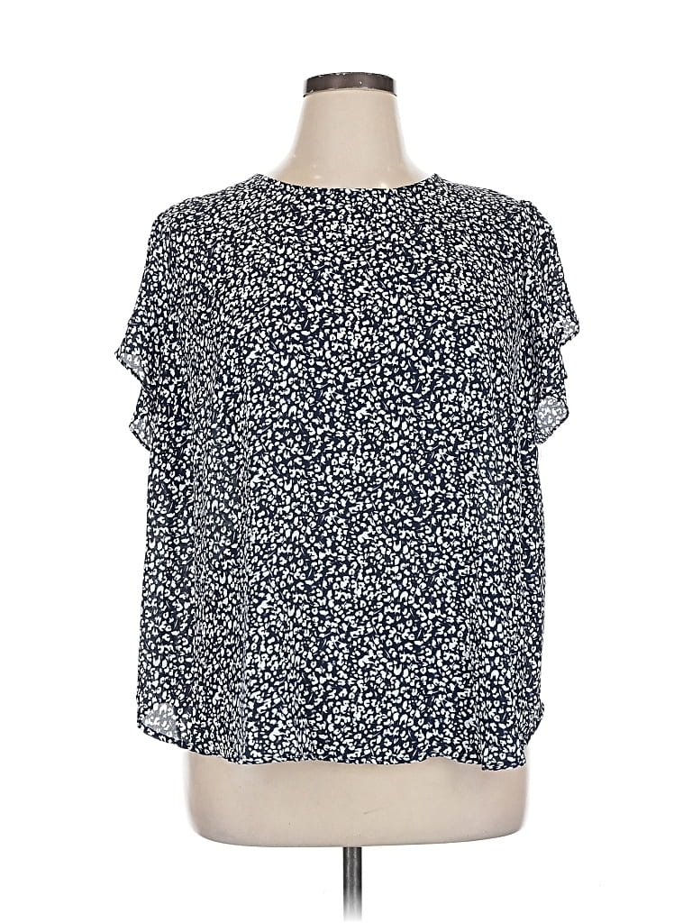 Pre-owned T Tahari Short Sleeve Blouse In Blue