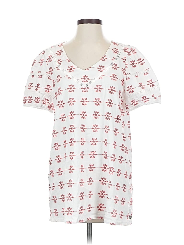 Matilda Jane Short Sleeve Top White Hearts Pattern V Neck Tops
