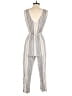 Angie 100% Rayon Stripes Silver Jumpsuit Size S - photo 2