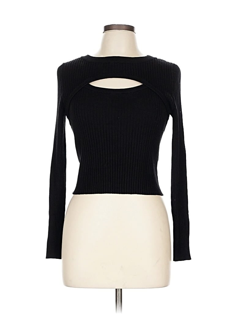 OLIVE & OAK Pre-owned Long Sleeve Top Black Keyhole Neckline Tops