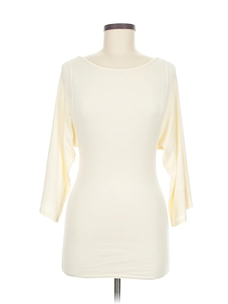 Pre-owned Michael Stars 3/4 Sleeve Top Ivory Boatneck Tops In White