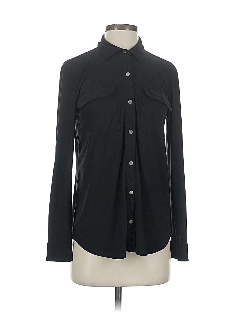 Pre-owned Dkny Long Sleeve Polo Shirt In Black