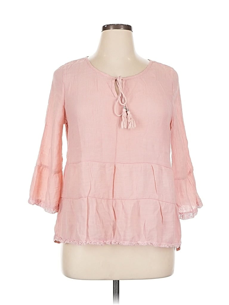 Pre-owned Unique Spectrum 3/4 Sleeve Blouse In Pink