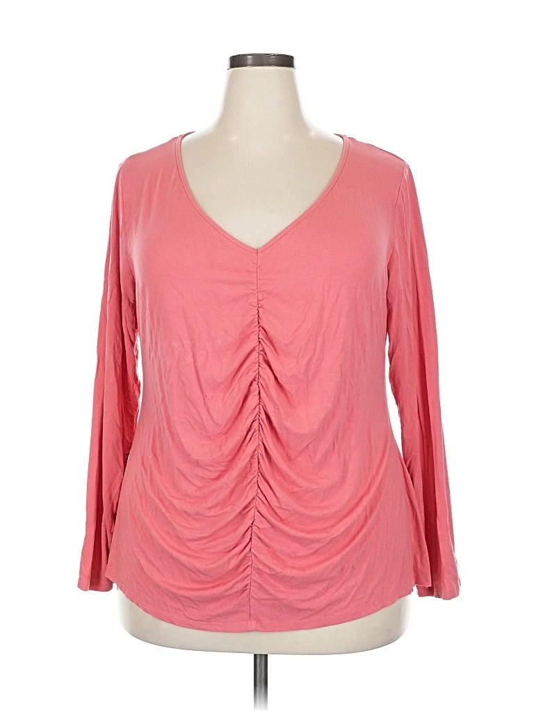 Pre-owned Ava & Viv 3/4 Sleeve Top Pink Sweetheart Neckline Tops