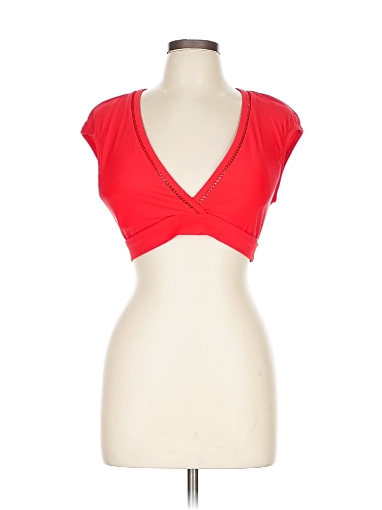 Bleu Rod Beattie Short Sleeve Top Red Sweetheart Neckline Tops