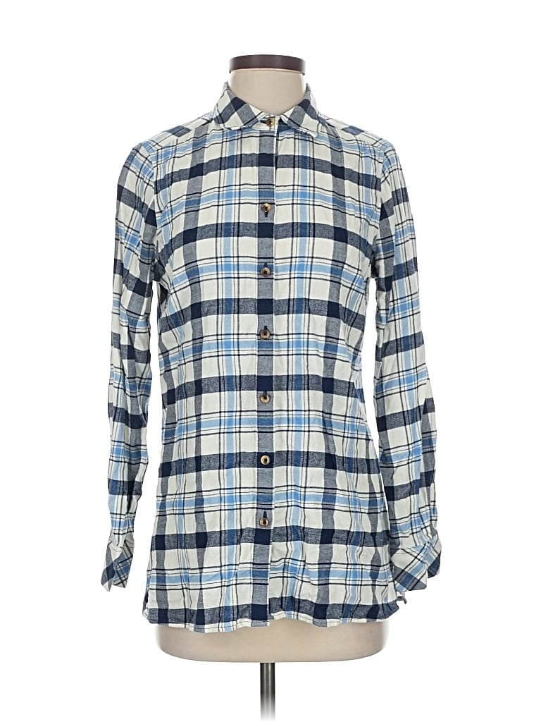 Pre-owned Foxcroft Long Sleeve Button Down Shirt In Blue