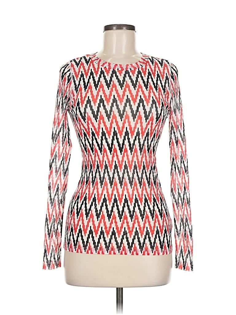 Pre-owned Karen Kane Long Sleeve Top Red Square Neckline Tops