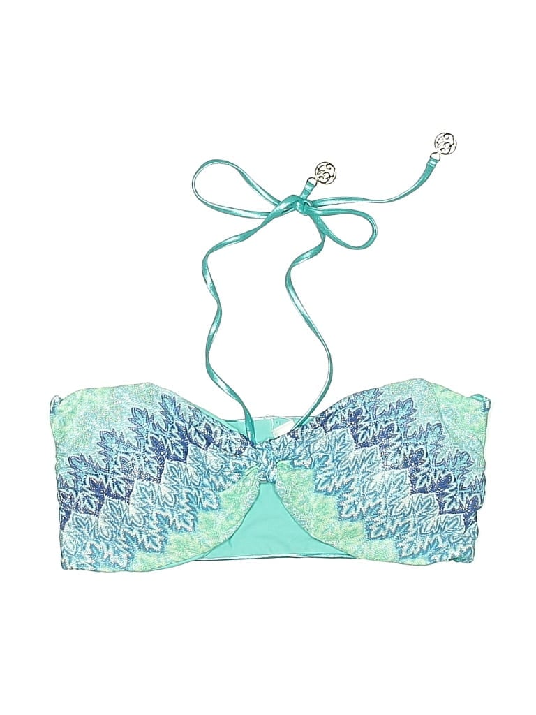 Pre-owned Luli Fama Swimsuit Top Blue Paisley Pattern Swimwear