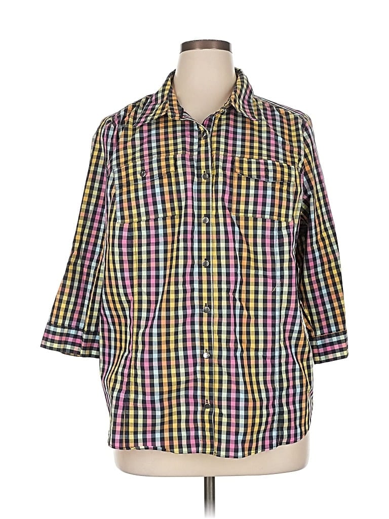 Click to view more detailed imagery on our partner's website Pre-owned Cj Banks 3/4 Sleeve Button Down Shirt In Yellow