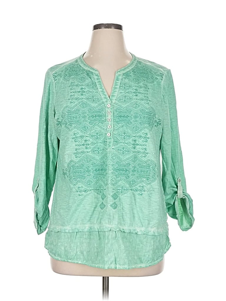 Pre-owned Style & Co 3/4 Sleeve Blouse In Green
