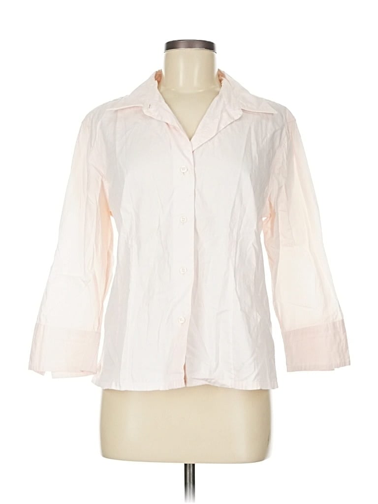 Pre-owned Talbots 3/4 Sleeve Button Down Shirt In White