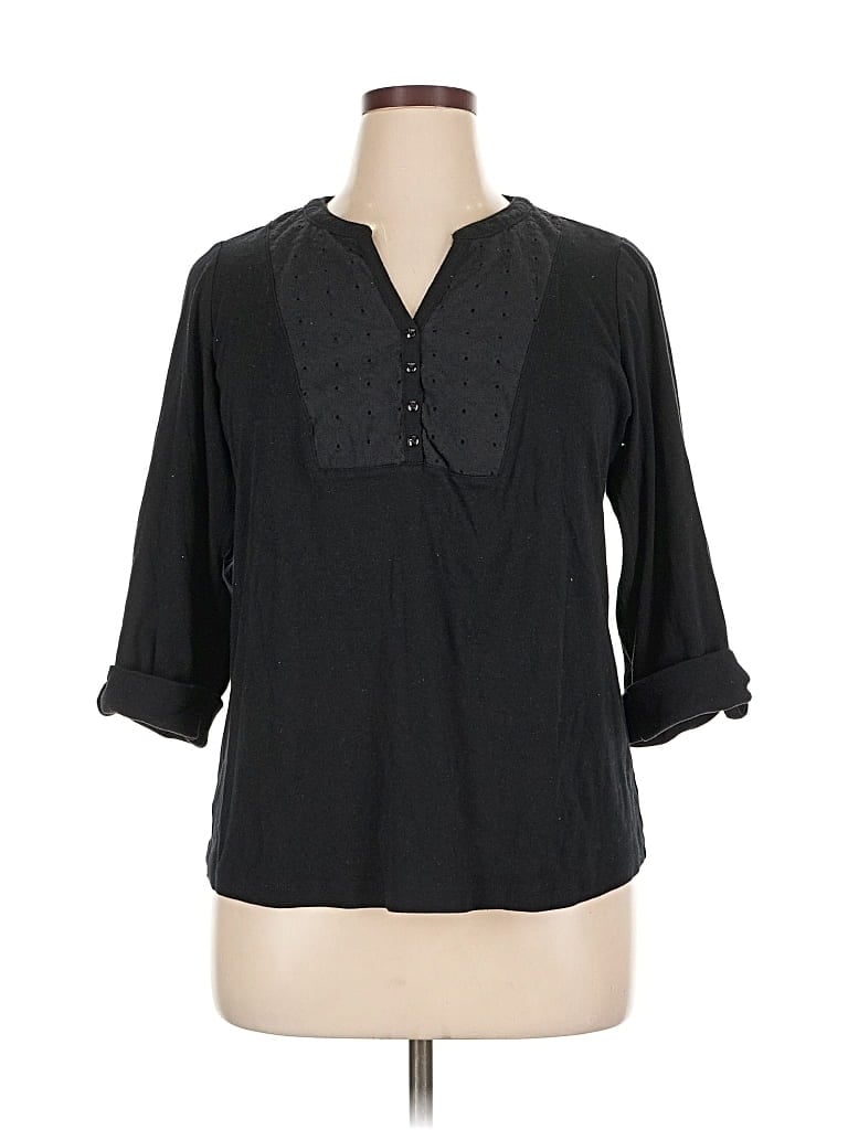 KAREN SCOTT SPORT Pre-owned 3/4 Sleeve Blouse In Black