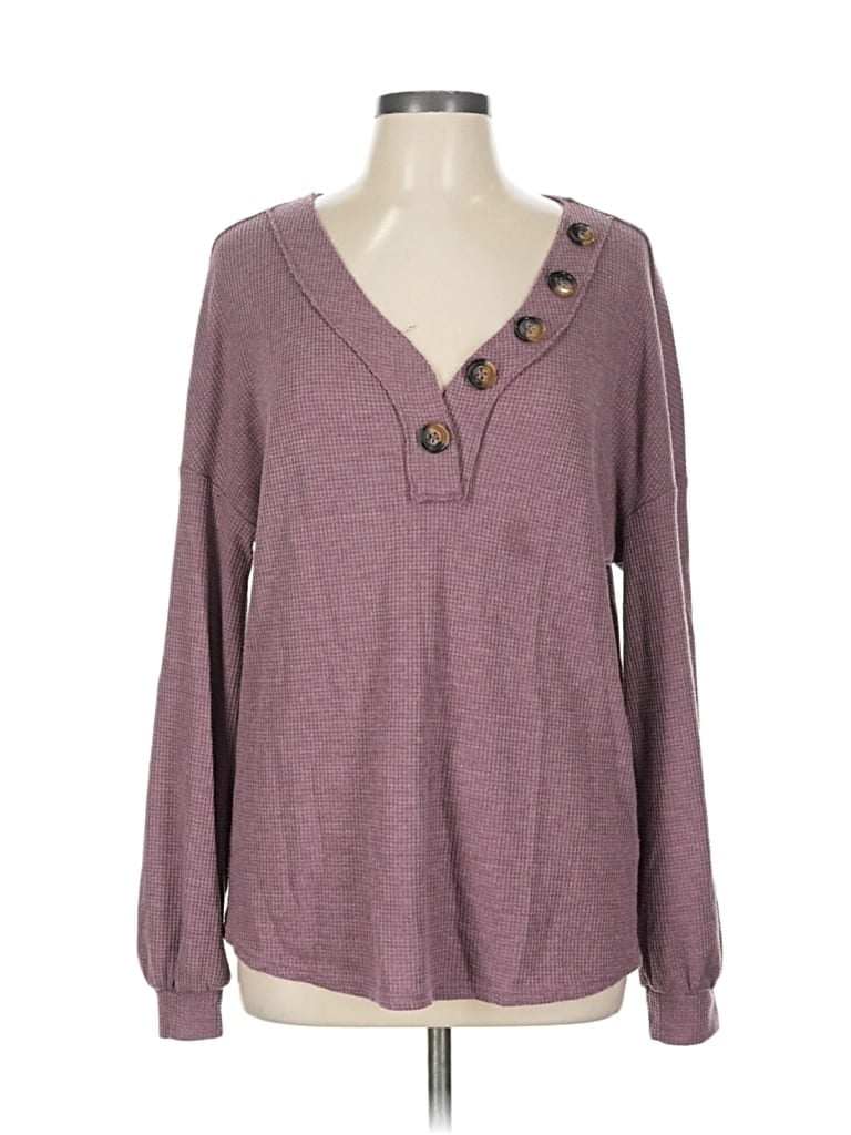 Pre-owned Unbranded Long Sleeve Blouse In Purple