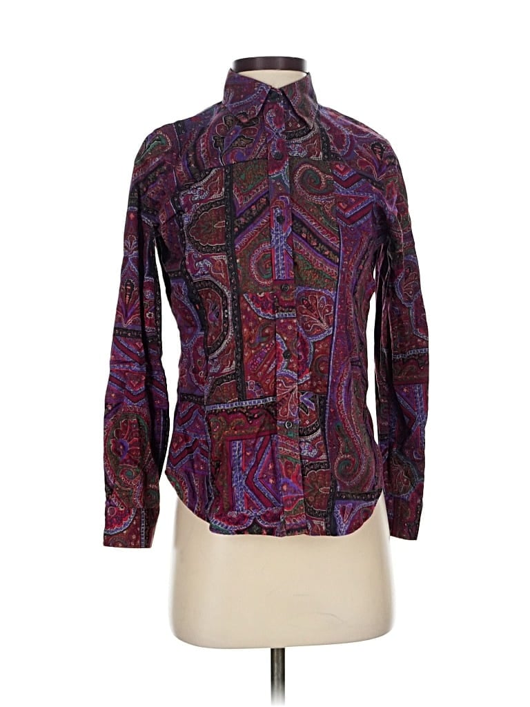 Pre-owned Polo Ralph Lauren Long Sleeve Blouse In Purple
